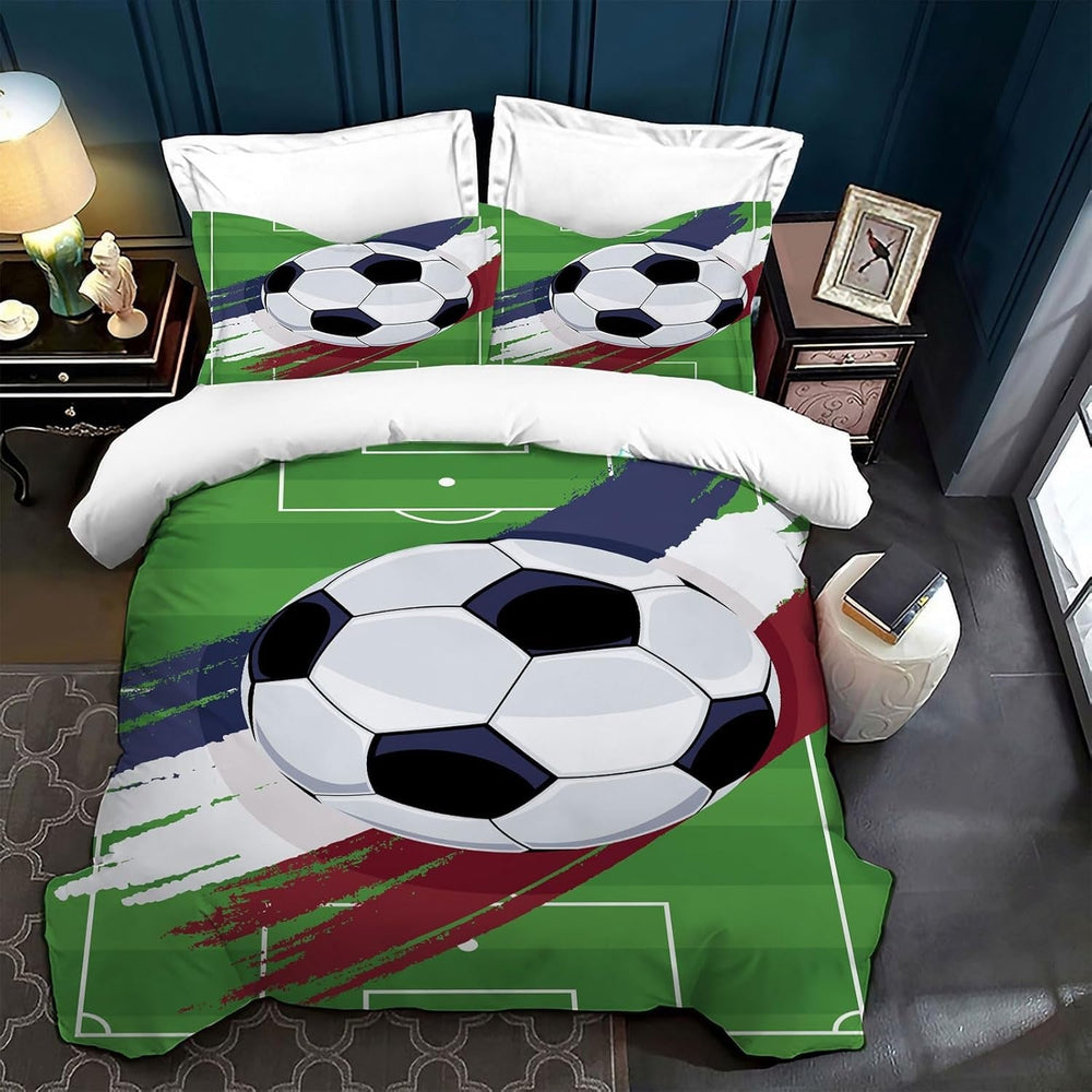Parure de lit enfant, football, microfibre polyester Linge de lit - enfant Naty Shop Vert 200 X 200 Cm