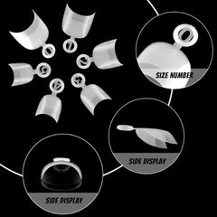 600 pièces ovales courts ongles artificiels 12 tailles demi-couverture acrylique faux ongles conseils ongles artificiels pour manucure femmes salon bricolage (naturel)