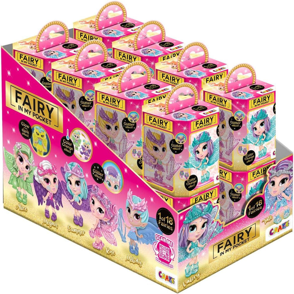 CRAZE Fée dans ma poche | Poupée féerique avec ailes, jouet féerique à collectionner avec effets spéciaux tels que paillettes, lueur dans le noir et changement de couleur Naty Shop Dolls Fée dans ma poche Lot de 16