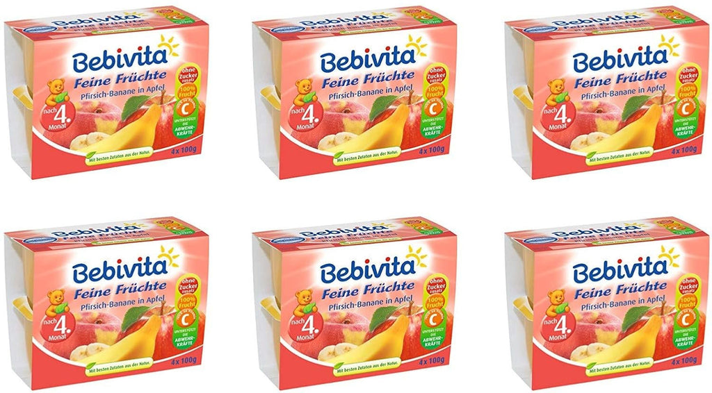 Piersică-banană în suc de mere, pachet de 6 ( 6 X 4 X 100 G ) Mama si Copilul Naty Shop Default Title