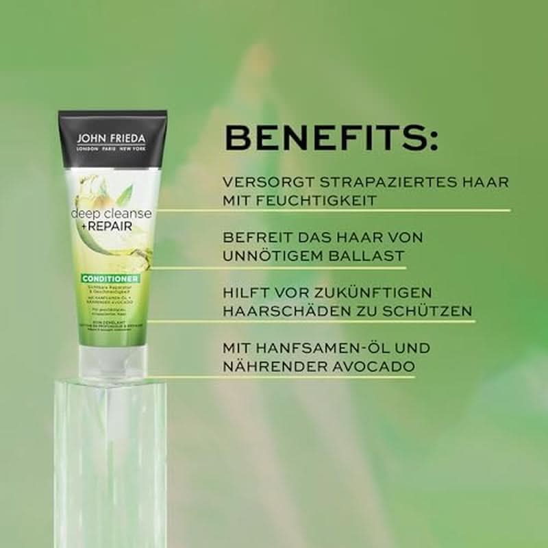 John Frieda, shampooing réparateur cheveux abîmés Detox+Repair, 250 ml Douche et bain Naty Shop