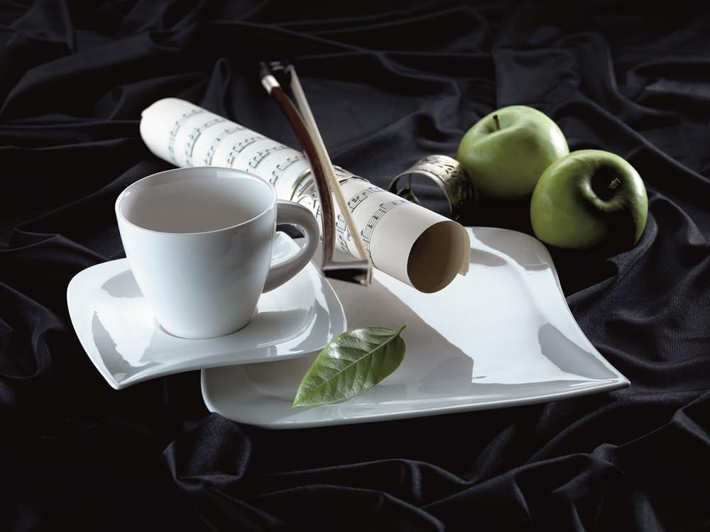 Verso de Mäser, Série La Musica, Service à café 18 pièces, Service de table en porcelaine pour 6 personnes, 921172, Blanc