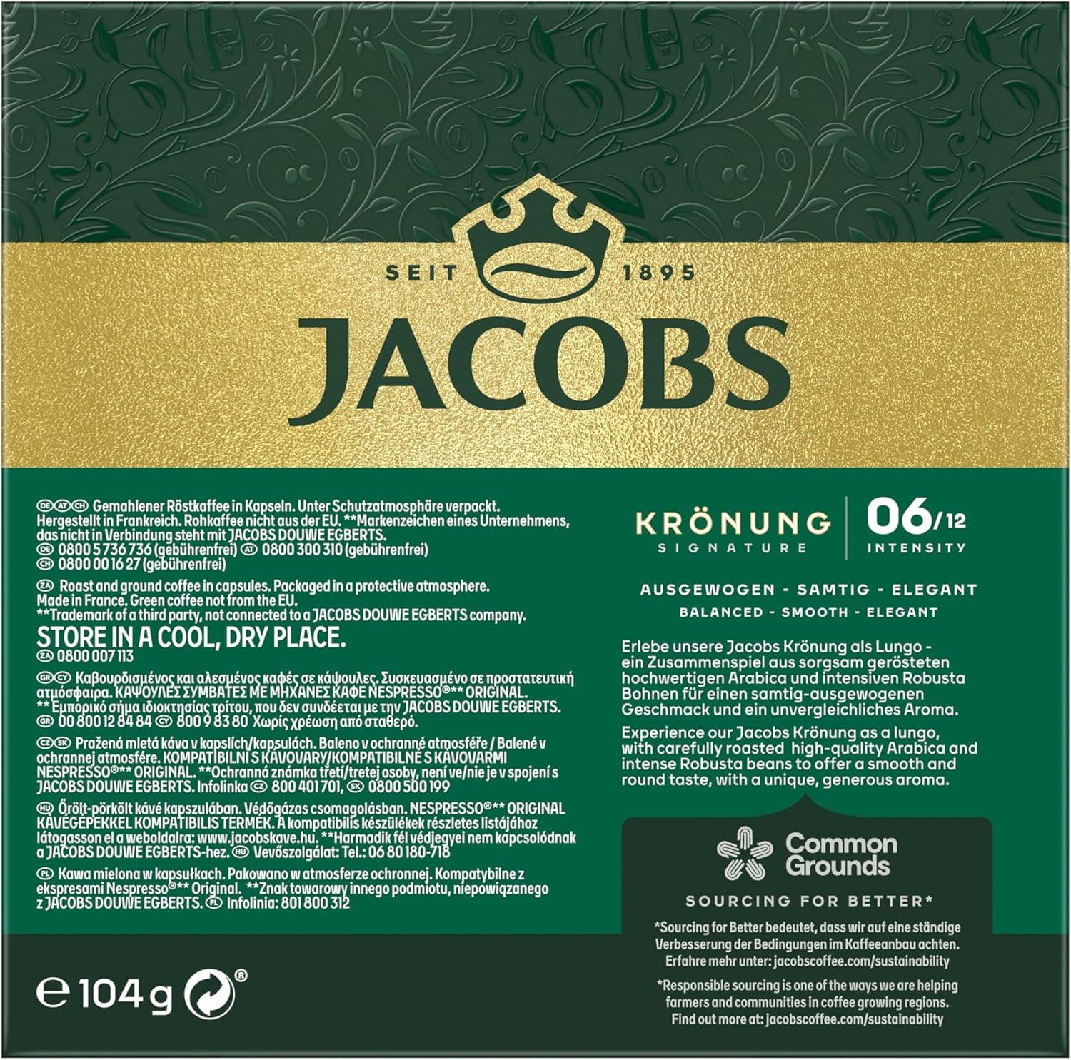 Jacobs Café capsules café crème, intensité 6/12, 10 x 20 tasses, capsules de café compatibles Nespresso*, 200 capsules