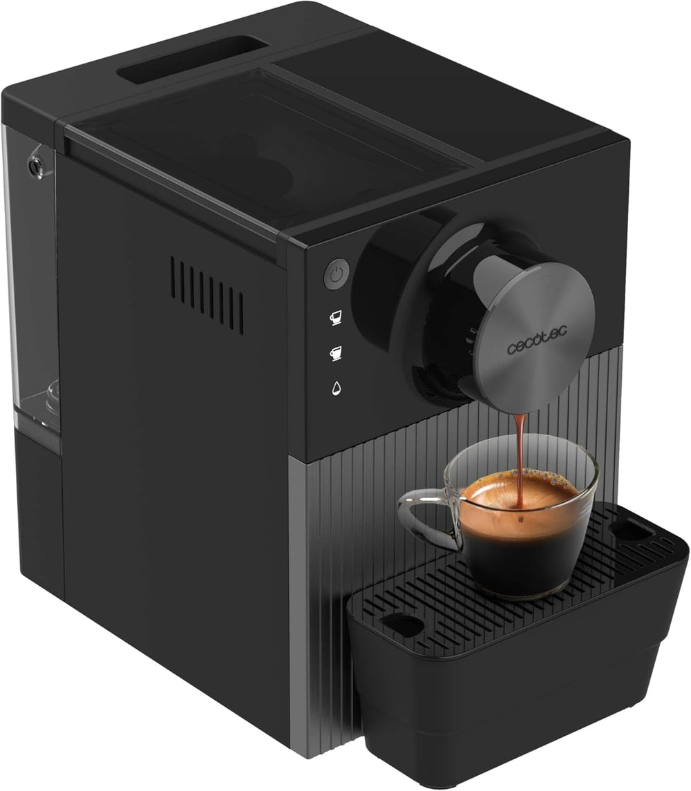 Machine à expresso compacte Cecotec Cremmaet Cube, 1350 W, système de pressage 10 g, système de pré-infusion, 19 bars, système thermobloc, 5 réglages de mouture, panneau de commande tactile