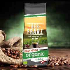 Café biologique Der-Franz Espresso, force 5/5, Arabica et Robusta biologiques, grains entiers Café Naty Shop