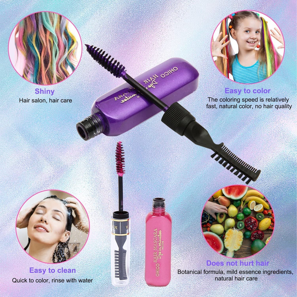13 Pièces Peigne Lavable Craie à Cheveux pour Filles Ensemble de Mascara Lavable Temporaire pour Enfants 13 Couleurs Teinture Cheveux Halloween pour Carnaval Cosplay Fête Noël Halloween Anniversaire Teinture Cheveux Naty Shop