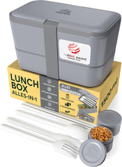 Umami Boîte à Lunch pour Adultes, Boîte à Bento Fermable 4 Couverts et Compartiments, Boîte à Lunch Adulte, Récipient à Salade à Emporter, Boîte à Lunch Pique-Nique/Bureau, Gris Charbon, 1500 ML Naty Shop Boîtes de Conservation des Aliments Gris Charbon L - 1500 ml Empilables les unes dans les autres