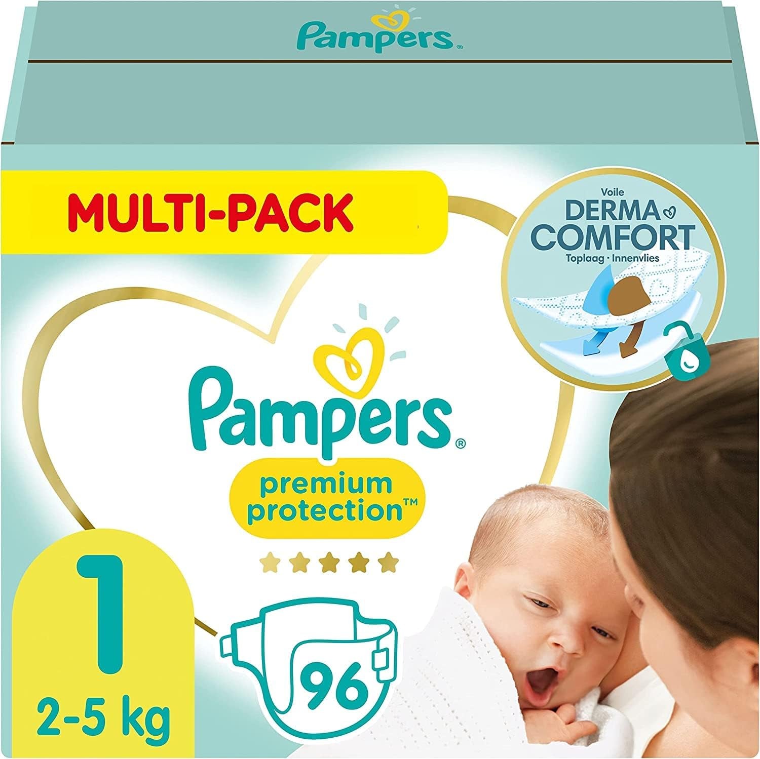 Pampers Premium Protection Taille 6, 144 couches, 13 kg-18 kg, notre protection n°1 contre la peau et les fuites