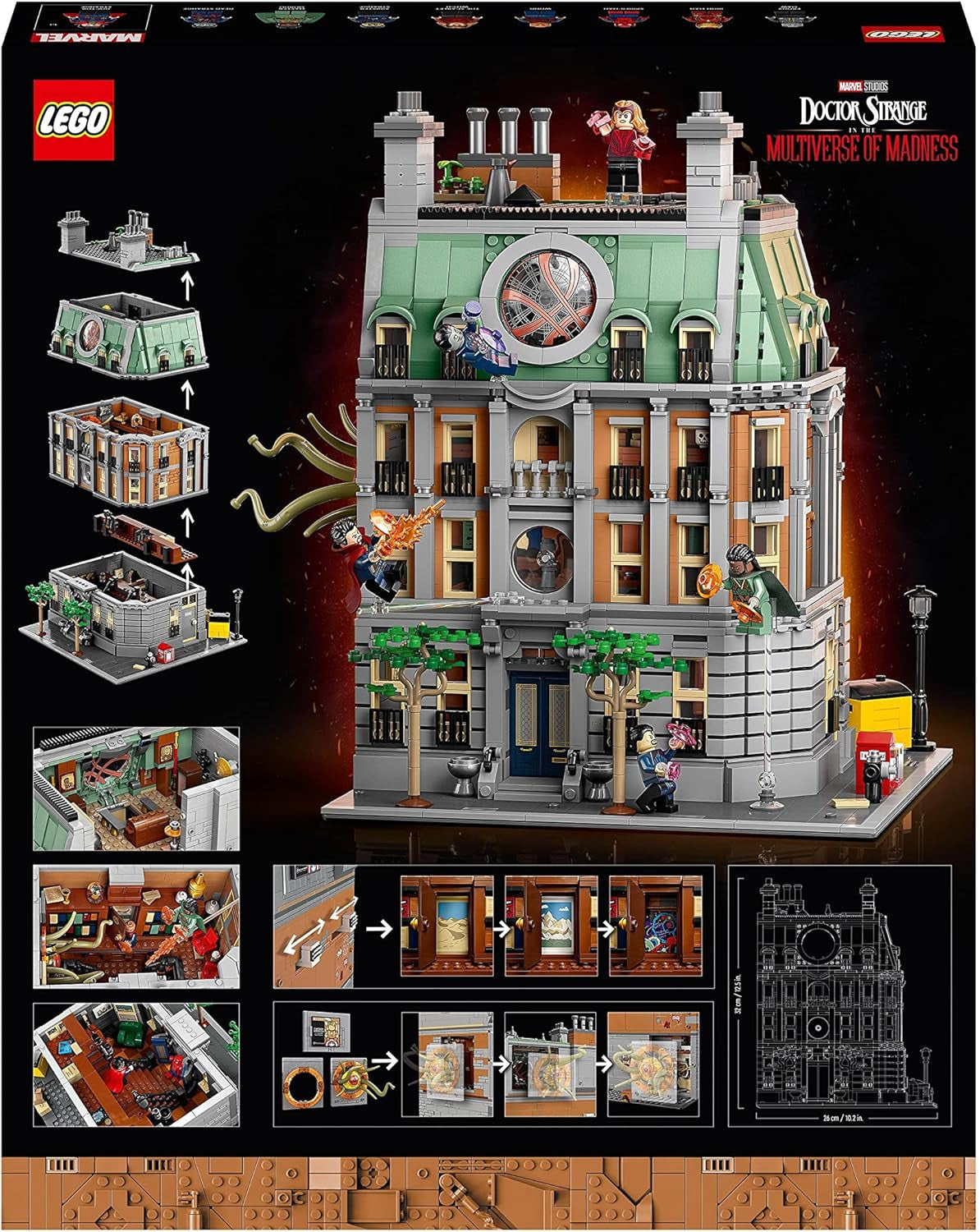 LEGO Marvel Sanctum Sanctorum - Ensemble de construction modulaire à 3 étages avec figurines de Docteur Strange et Iron Man Avengers : Endgame Toy House Fan à collectionner Décoration de grande pièce 76218 Jeux de construction Besuche den LEGO-Store