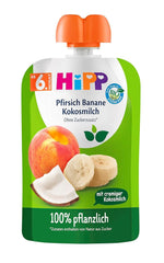 Lait de fruits et légumes Hipp pour bébé, pêches, bananes au lait de coco (4 x 4 x 90g) Mère et Enfant Naty Shop