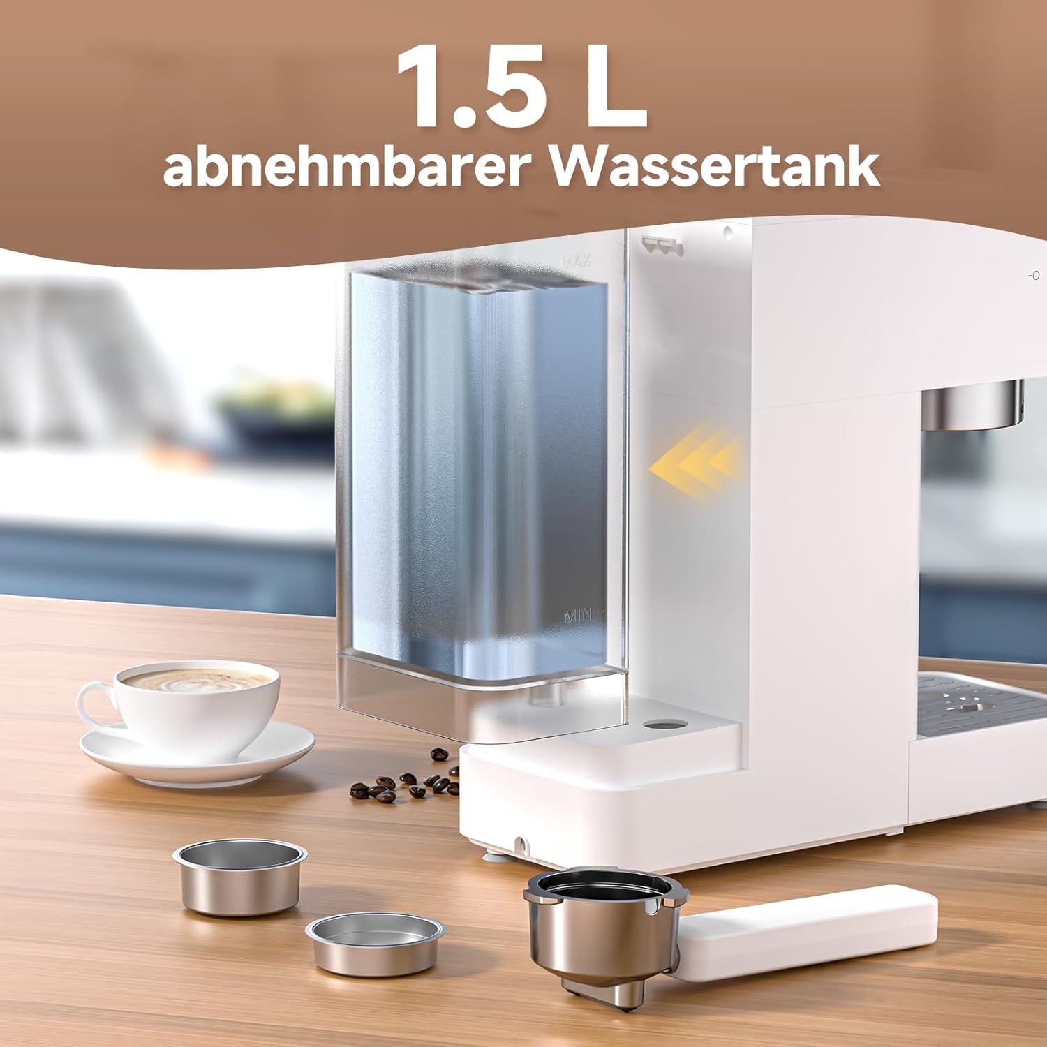 AMZCHEF Machine à expresso 20 bars, écran LED, mousseur à lait professionnel et lance à vapeur en acier inoxydable, réservoir amovible de 1,5 L, chauffage rapide de 1350 W, blanc