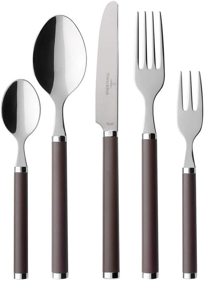 Villeroy Et Boch Play Couverts Marron Chocolat, pour 6 personnes maximum, 30 pièces, acier inoxydable, manche en plastique marron Cuisine Naty Shop