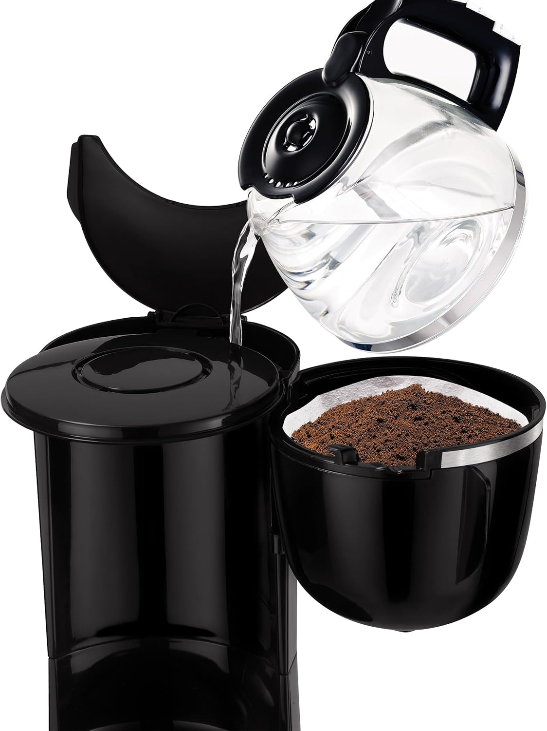 Tefal CM3408 Mini cafetière en verre (600 W, 6 tasses) noir/acier inoxydable, CM340811