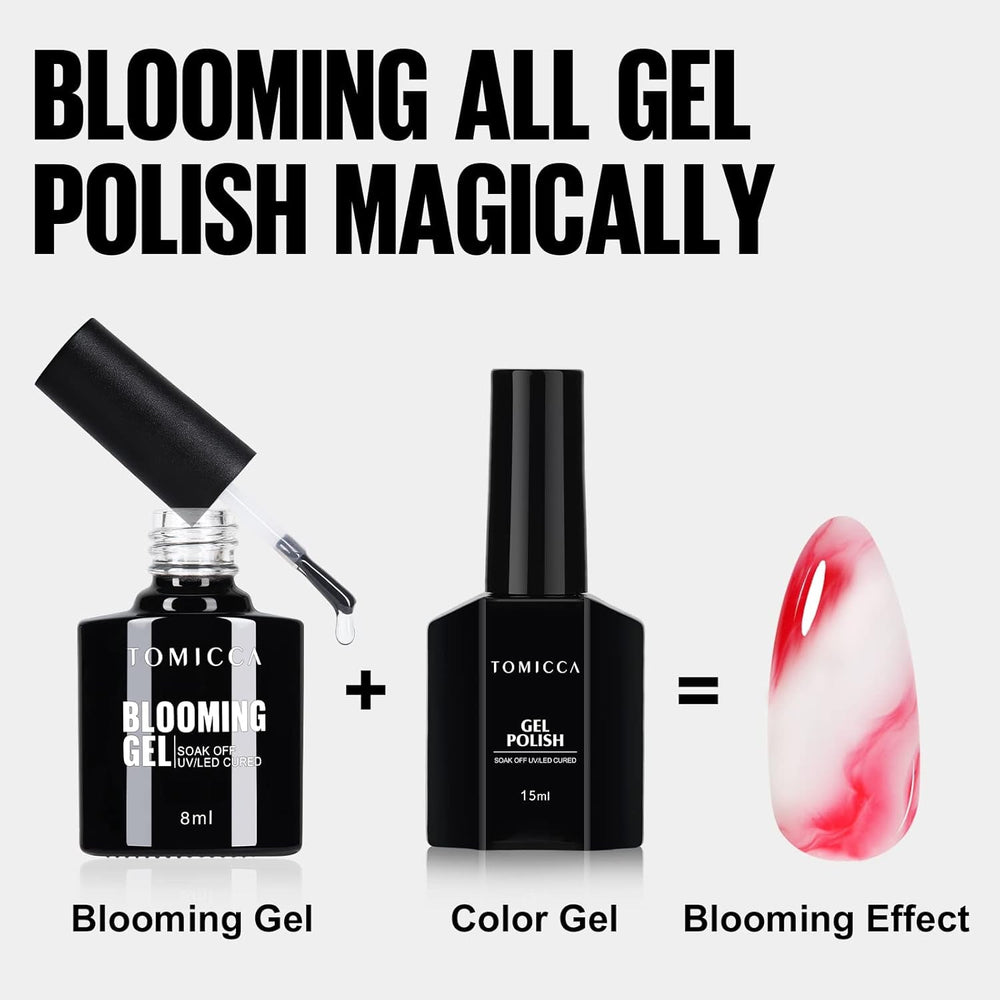 TOMICCA Vernis à ongles en gel transparent Blooming, vernis à ongles à diffusion UV LED pour le design des ongles, Marmor, Vernis à ongles bleu Aquarell 8 ml