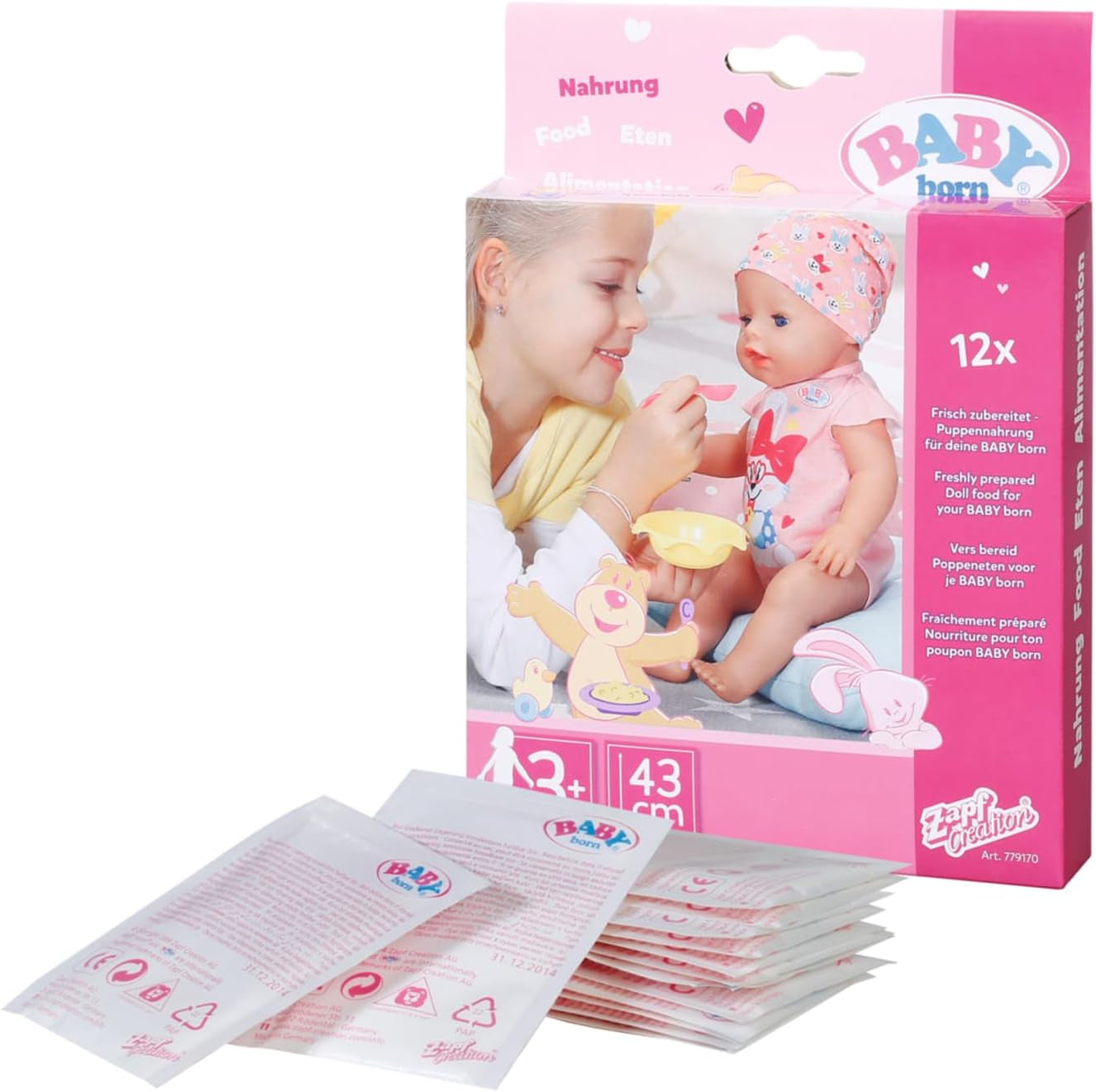 Nourriture pour poupée BABY Born en sachets Pour les tout-petits à partir de 3 ans, contient 12 sachets, 779170 Zapf Creation Dolls Naty Shop Single