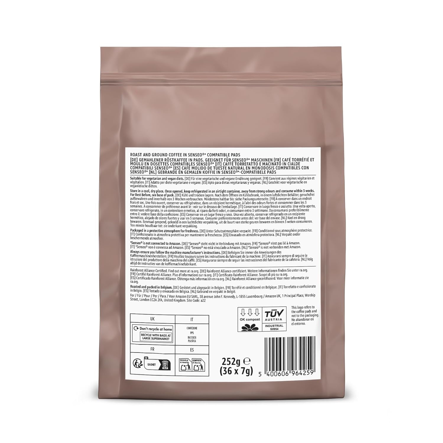 par Amazon Starke Pads, conçus pour les machines Senseo, 36 pièces (1 paquet de 36 pièces) – Certifié Rainforest Alliance