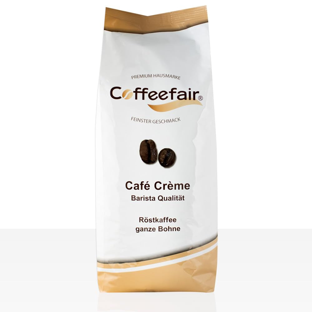 Coffeefair Cafe Creme Kaffeebohnen in Barista Qualität - 1kg pour Kaffeevollautomaten, Mischbohne for Kaffee ou Espresso verwendbar, schonende Trommelröstung