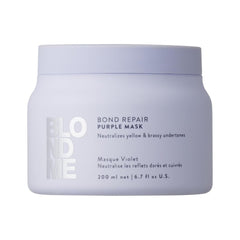 Schwarzkopf Professional BLONDME Bond Repair Purple Mask Masque pour cheveux froids Neutralise les tons jaunes pour cheveux teints, décolorés et clairs Revitalisant et fortifiant en profondeur 200 ml Masque capillaire Naty Shop Titre par défaut