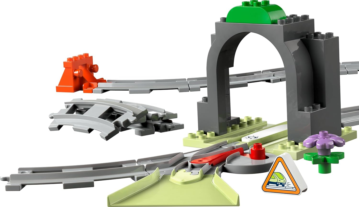 LEGO DUPLO Eisenbahntunnel und Schienen – Erweiterungsset - Lernspielzeug für Kleinkinder – 10-teilige Bahnstrecke mit Trichter und Weiche – Geschenk für Jungen & Mädchen ab 2 Jahren - 10425