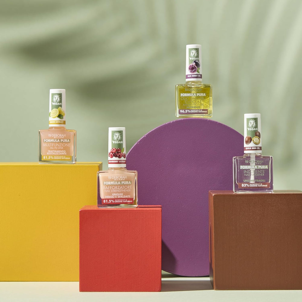 Milano Formula Pure Treatment All in One vernis à ongles, végétalien, pour base et top coat, à l'extrait de citron, revitalise et réduit le jaunissement, 8,5 ml