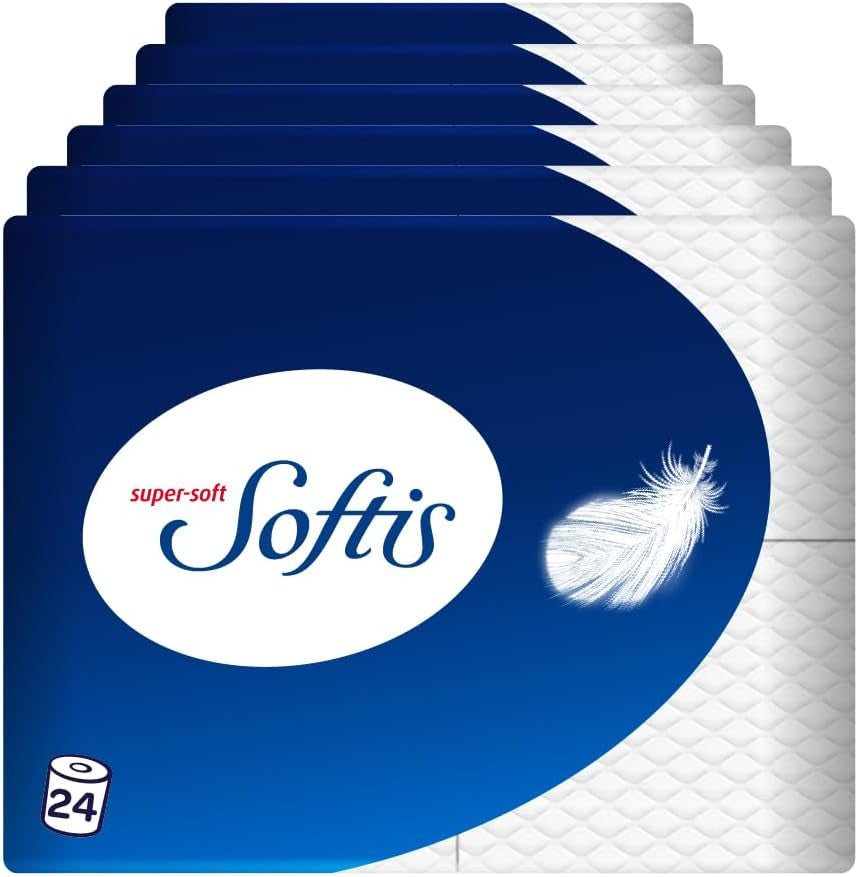 Papier toilette Softis 4 épaisseurs – Lot de 45 rouleaux (5 x 9 paquets simples), 100 feuilles par rouleau, système unique de chambre souple, emballage recyclable, papier certifié FSC