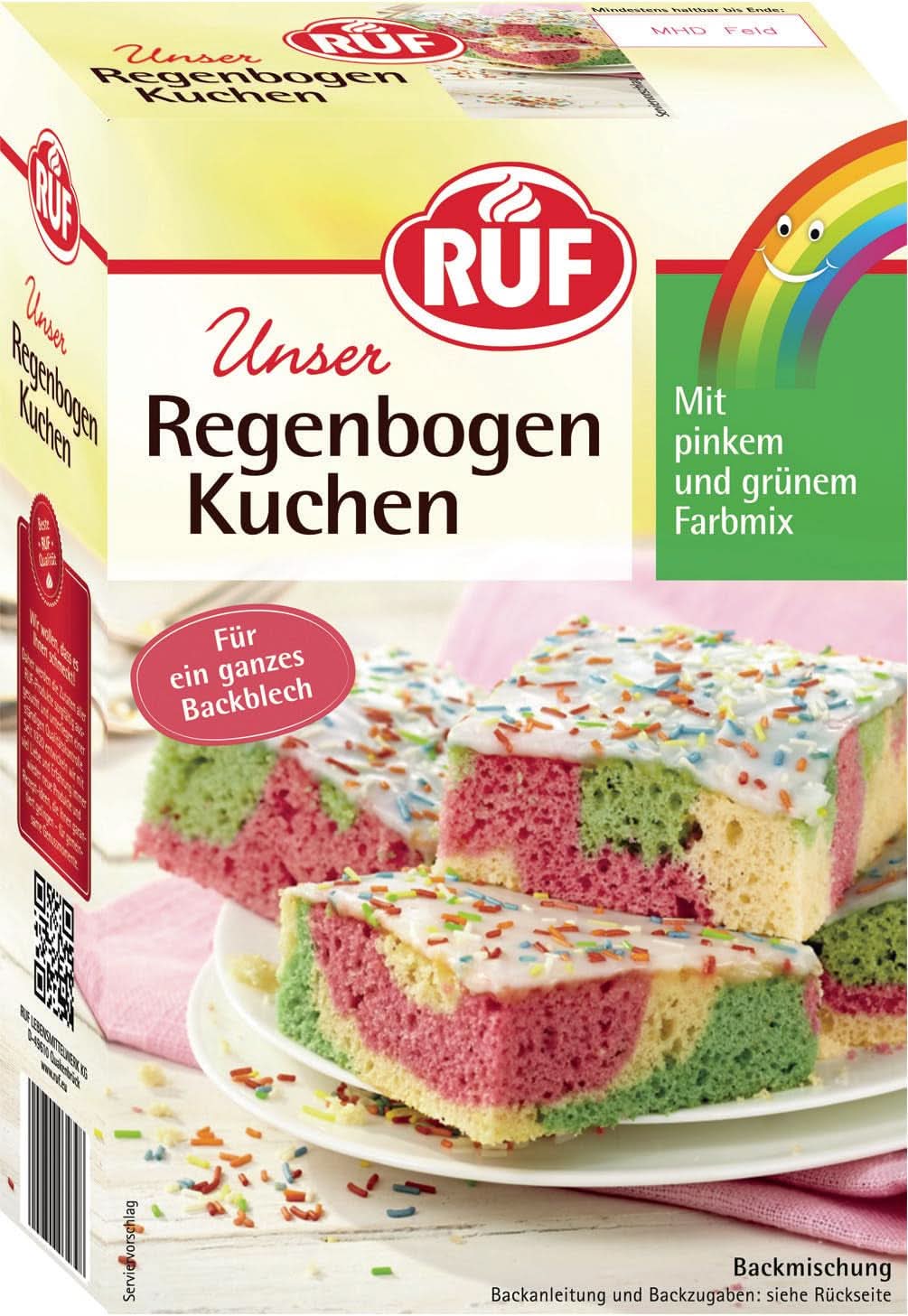 RUF Mélange pour gâteaux, différentes couleurs Glaçages et Décor Naty Shop 840 grammes Rainbow Cake