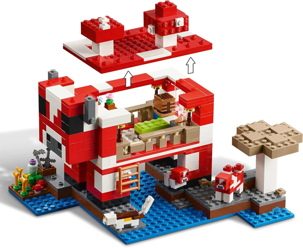 LEGO Minecraft La maison de la vache champignon Jeu vidéo de construction Modèle Mushroom Land avec figurines Steve et autres personnages Ensemble de jeu pour garçons et filles de 8 ans 21270 Jeux de construction Beuche den LEGO-Store