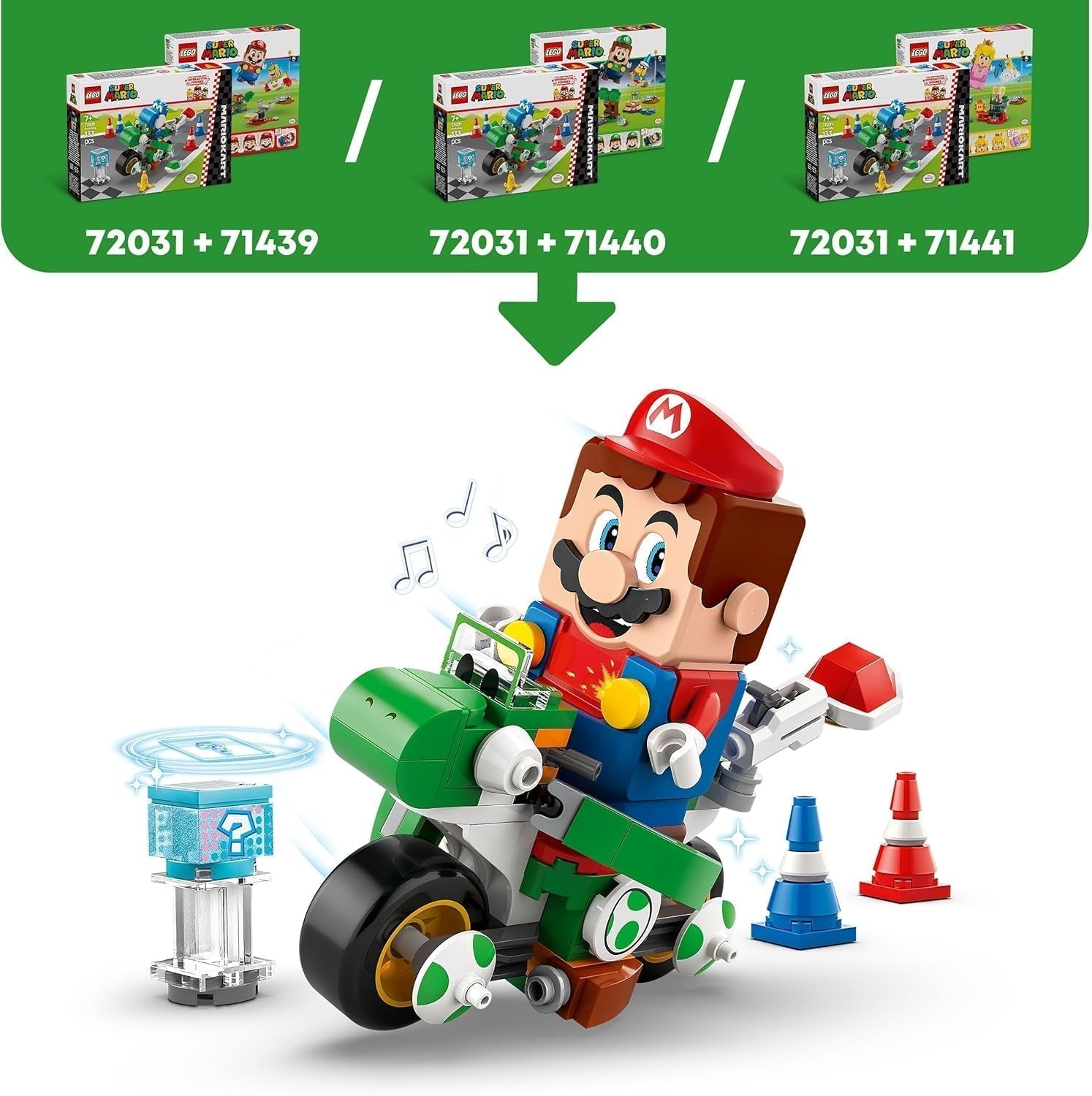 LEGO Super Mario : Mario Kart - Yoshi Bike, Ensemble de collection Nintendo Adventure, Cadeau pour enfants, garçons, filles et joueurs à partir de 7 ans, Ensemble de collection de figurines Yoshi 72031 Ensembles de construction Besuche an LEGO-Store