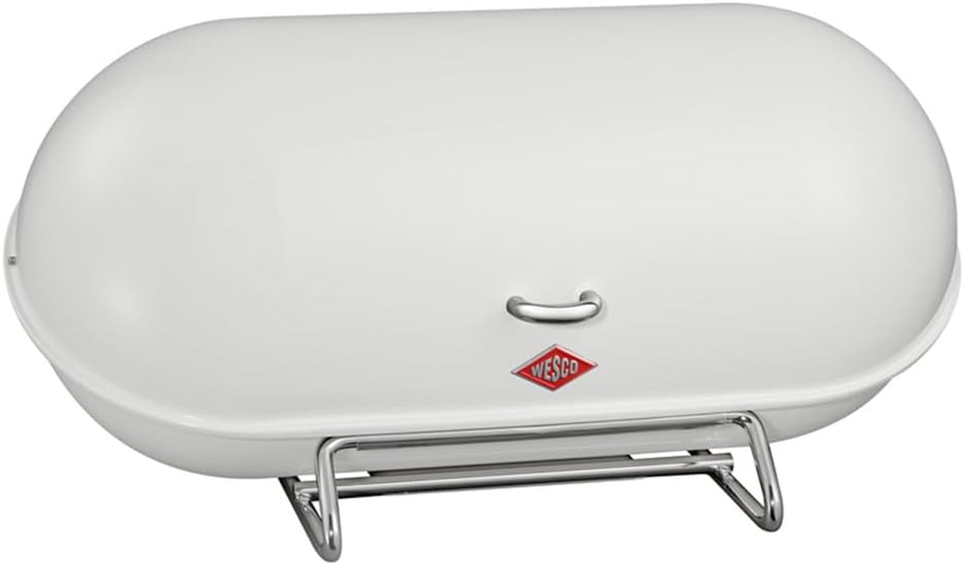 WESCO Breadboy Boîte à pain avec couvercle à charnière sans hochet, rouge, tôle d'acier enduite de poudre, trous d'aération et poignée robuste Naty Shop Blanc