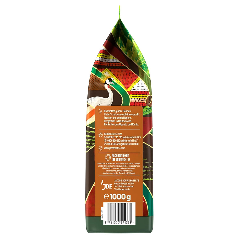 Café en grains Jacobs Origins Ouganda et Kenya, expresso corsé avec une note épicée, force 8/10, grains de café entiers, 1 kg