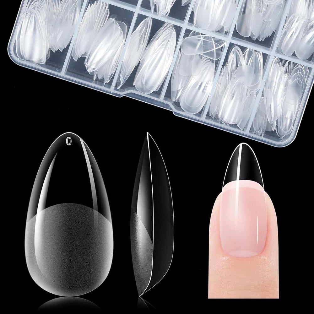 Gelike EC Lot de 120 faux ongles carrés extra courts en résine PMMA pré-polie pour femme, salon, 12 tailles