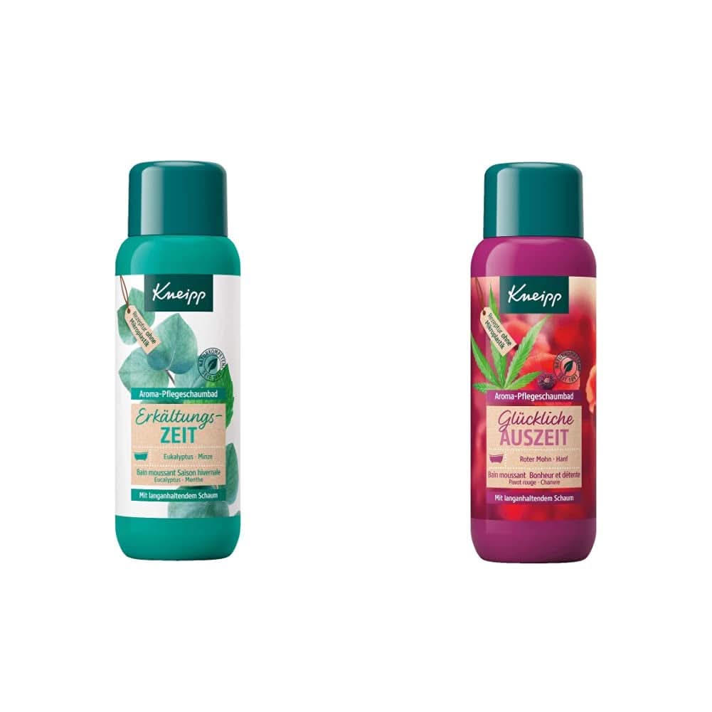 Kneipp Aroma Foam Bath Cold Season, additif de bain aux huiles essentielles naturelles d'eucalyptus et de menthe, 400 ml Douche et bain Naty Shop Happy Time Out pack bain moussant