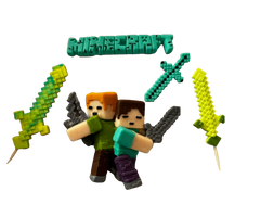 Set 5 decoratiuni comestibile din zahar, Minecraft Decoratiuni din Pasta de Zahar Naty Shop