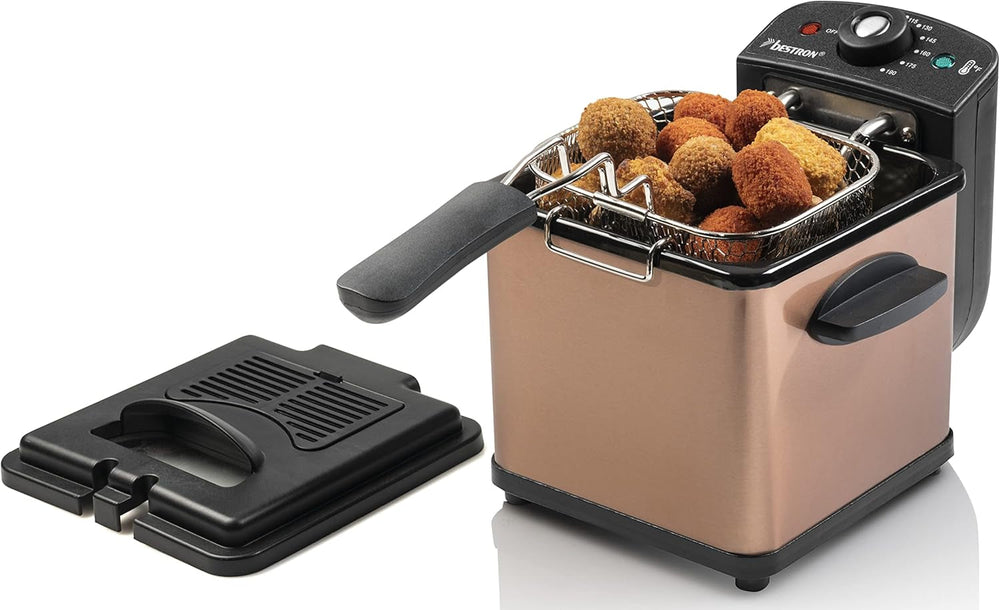 Friteuse à huile Bestron, Mini friteuse pour 1 portion de pommes de terre sautées, poisson ou nuggets Electroménager Naty Shop
