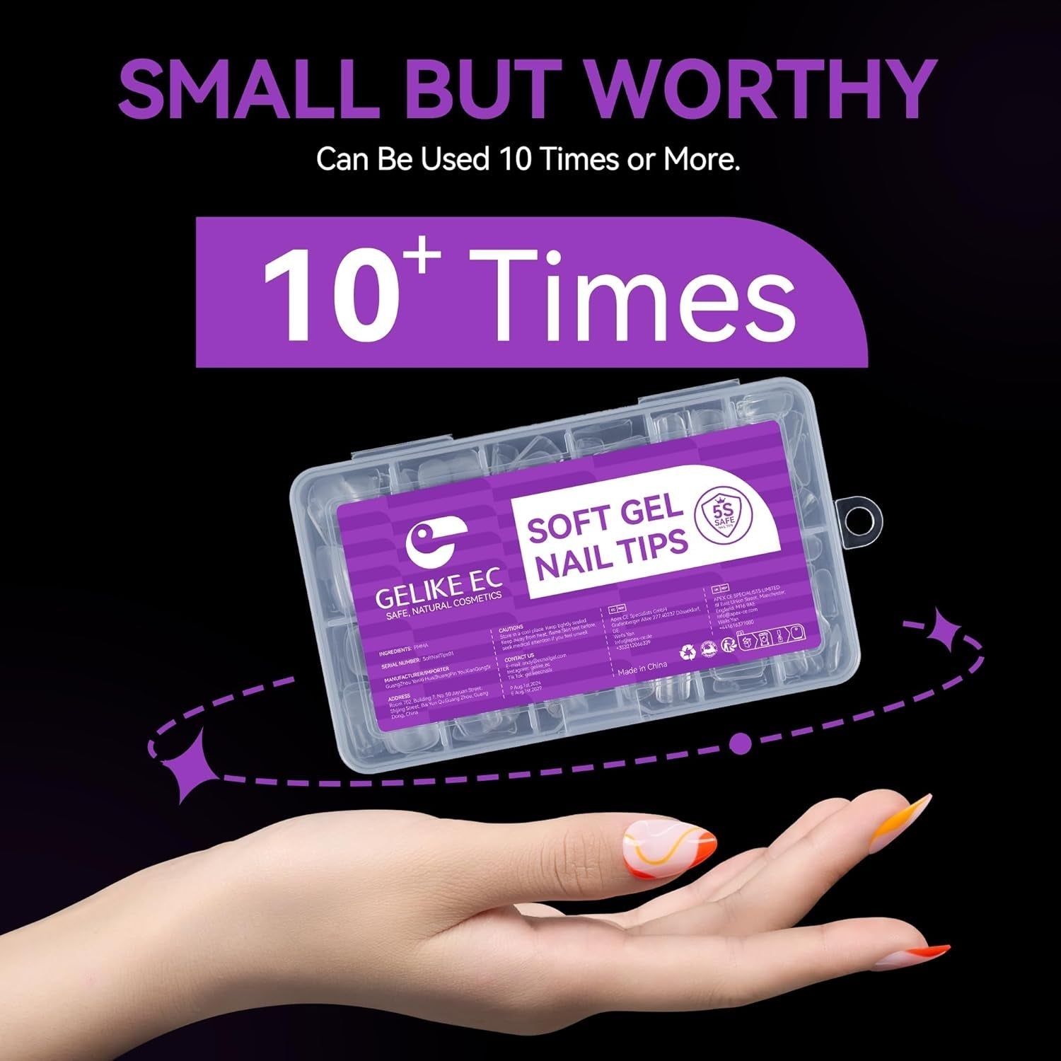 Gelike Ec Ongles courts en amande – Ongles souples à couverture complète, ongles artificiels pré-polis pour extensions d'ongles, studio de manucure à domicile, salon de bricolage, 120 pièces, 12 tailles