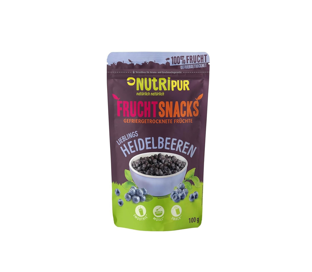 Myrtilles lyophilisées : 100g de myrtilles séchées cultivées pour smoothies, muesli, porridge topping - Baies lyophilisées sans sucre ajouté - Myrtilles lyophilisées NutriPur Produits déshydratés Naty Shop Titre par défaut