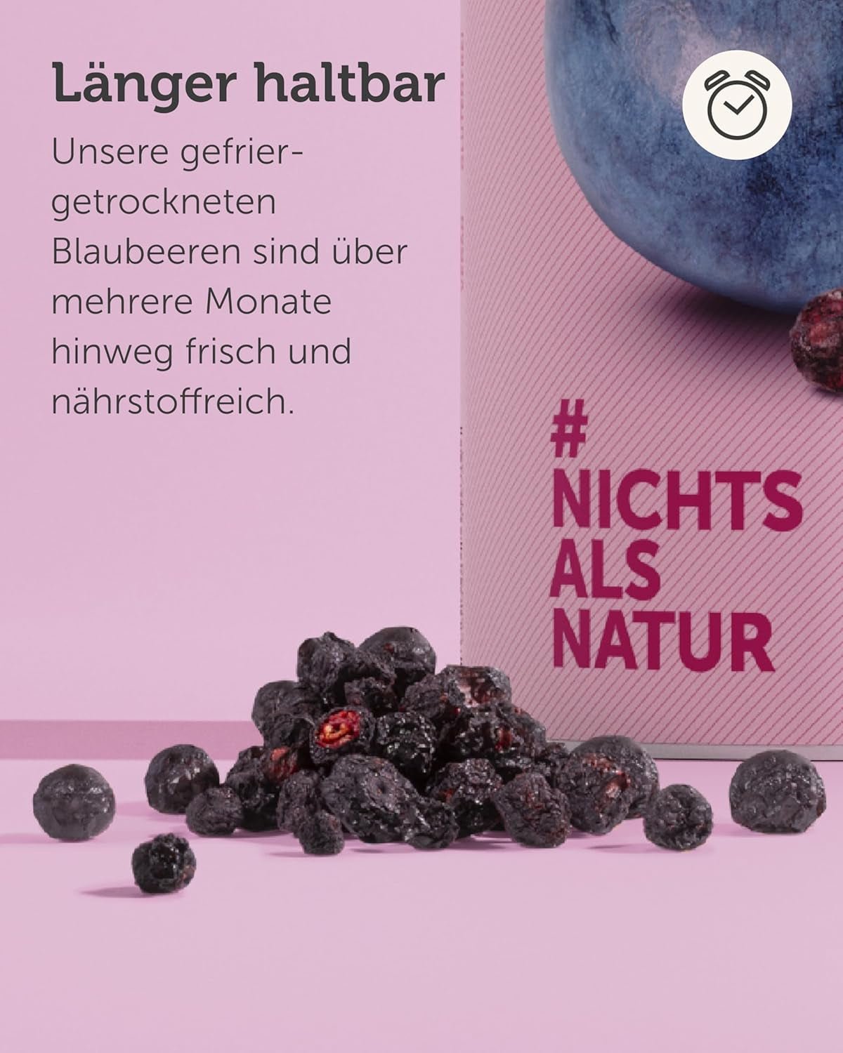 Myrtilles biologiques lyophilisées BUAH® | Myrtilles biologiques lyophilisées sans sucre ajouté | 100% fruits lyophilisés (végétalien, sans gluten, sans lactose) | Collation idéale (140g) Produits déshydratés Naty Shop