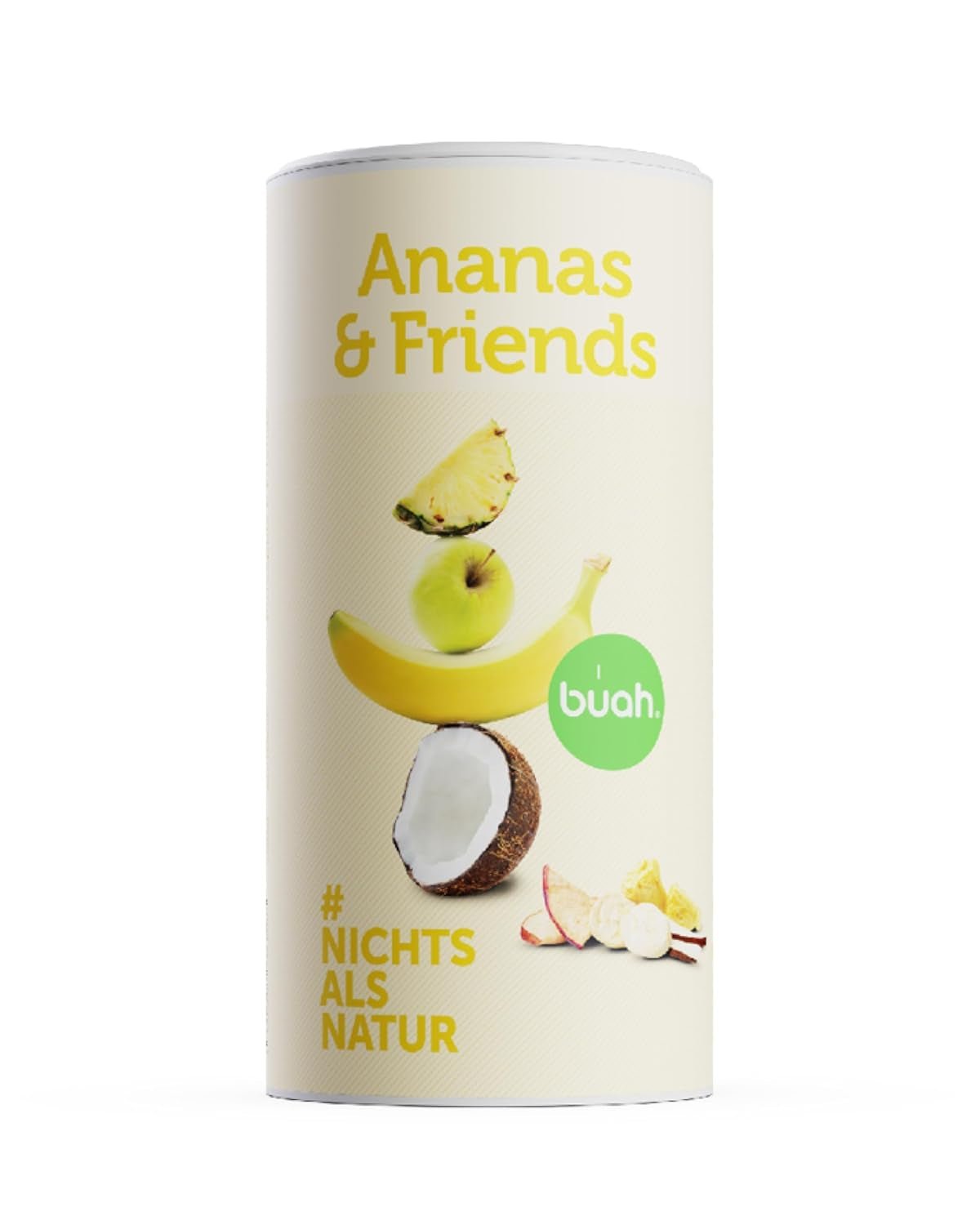 Mélange de fruits lyophilisés BUAH® | Ananas, bananes, pommes et noix de coco lyophilisés sans sucre ajouté | 100% fruits | Végétalien, sans gluten, sans lactose (192 g) Produits déshydratés Naty Shop Titre par défaut