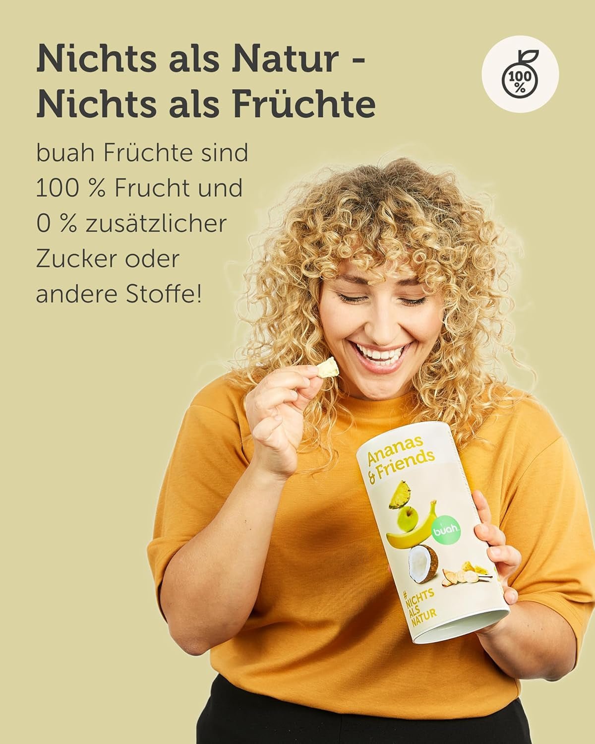 Mélange de fruits lyophilisés BUAH® | Ananas, bananes, pommes et noix de coco lyophilisés sans sucre ajouté | 100% fruits | Vegan, sans gluten, sans lactose (192g) Produits déshydratés Naty Shop