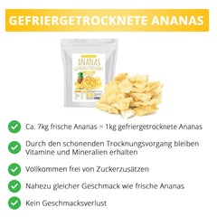 Ananas lyophilisé 250g, gros morceaux, fruits lyophilisés en tranches, non sucrés, morceaux d'ananas fruités, ananas séchés Produits déshydratés Naty Shop