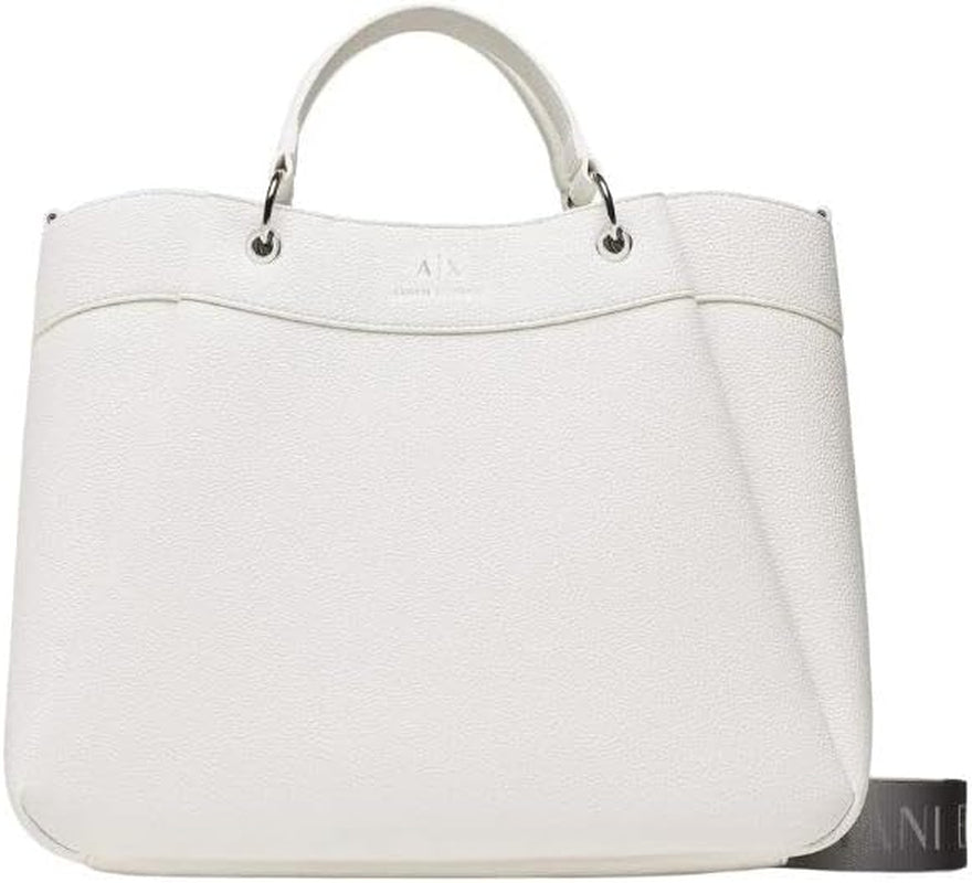 Armani Exchange Essential pour femme, vague, argent imprimé logo Shopping L Sacs pour femmes Naty Shop Blanc