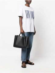 Armani Exchange Essential for Women, Wave, Silver Imprimé Logo Shopping L Femme Sacs Naty Shop