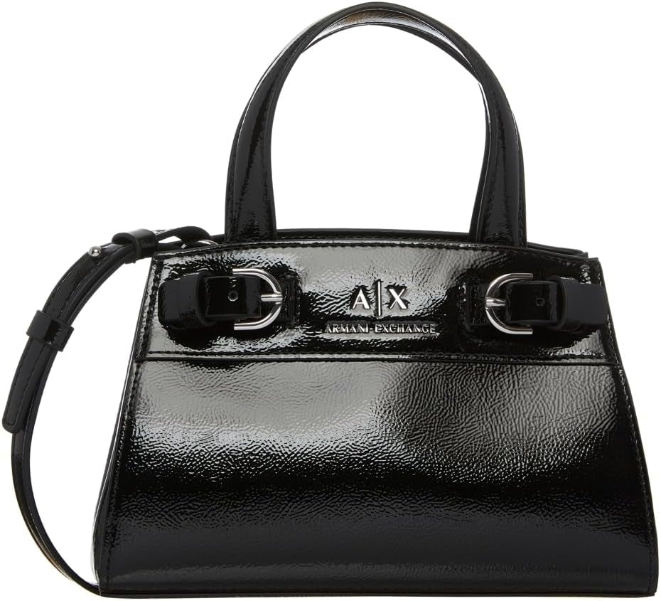 Armani Exchange Ladies Milano 91 Petite taille Glossy Surface Tote S Sacs Femme Naty Shop Noir