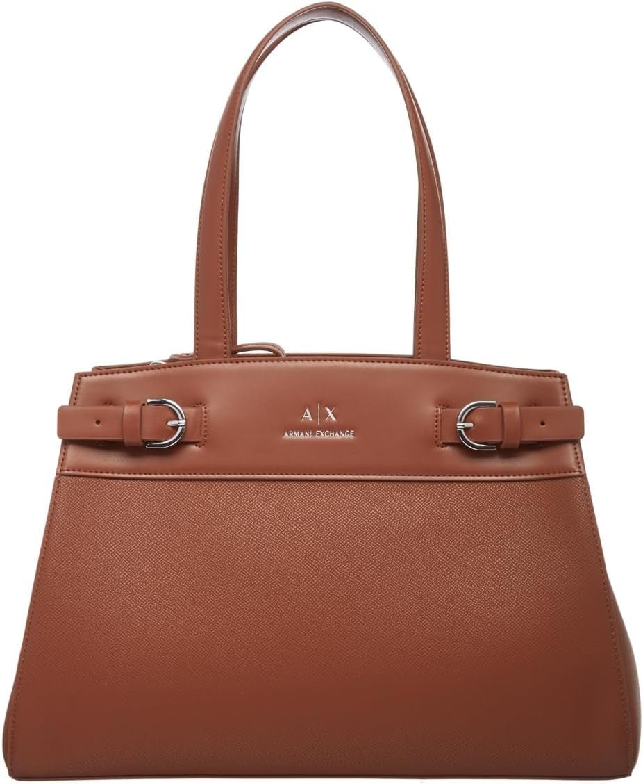 Armani Exchange Essential, Milano 91, Double Bucke L Tote Bag Naty Shop Femme Sacs Marron Clair