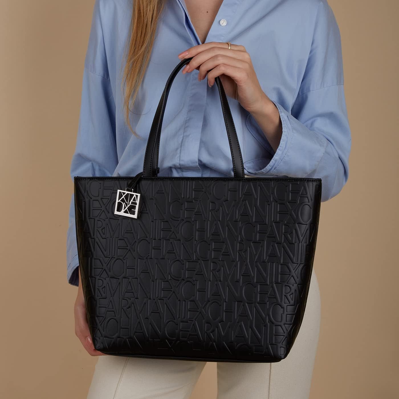 Armani Exchange Liz - Open Medium Shopping, Sac à main femme, Nero Noir, 28x11x40 cm (L x H D) EU Sacs femme Naty Shop