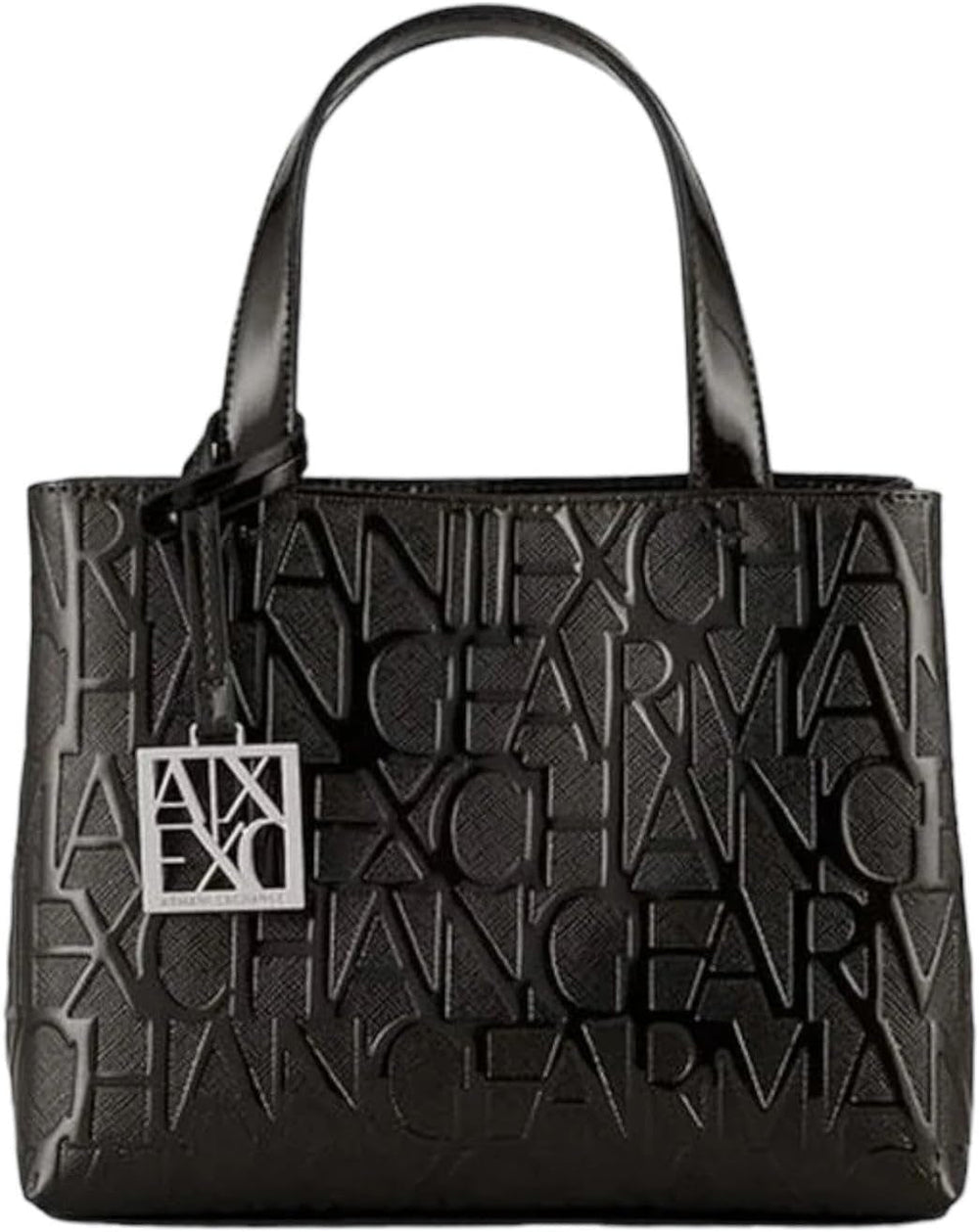 Armani Exchange Sacs à provisions ouverts Liz pour femmes Naty Shop Patent Black S