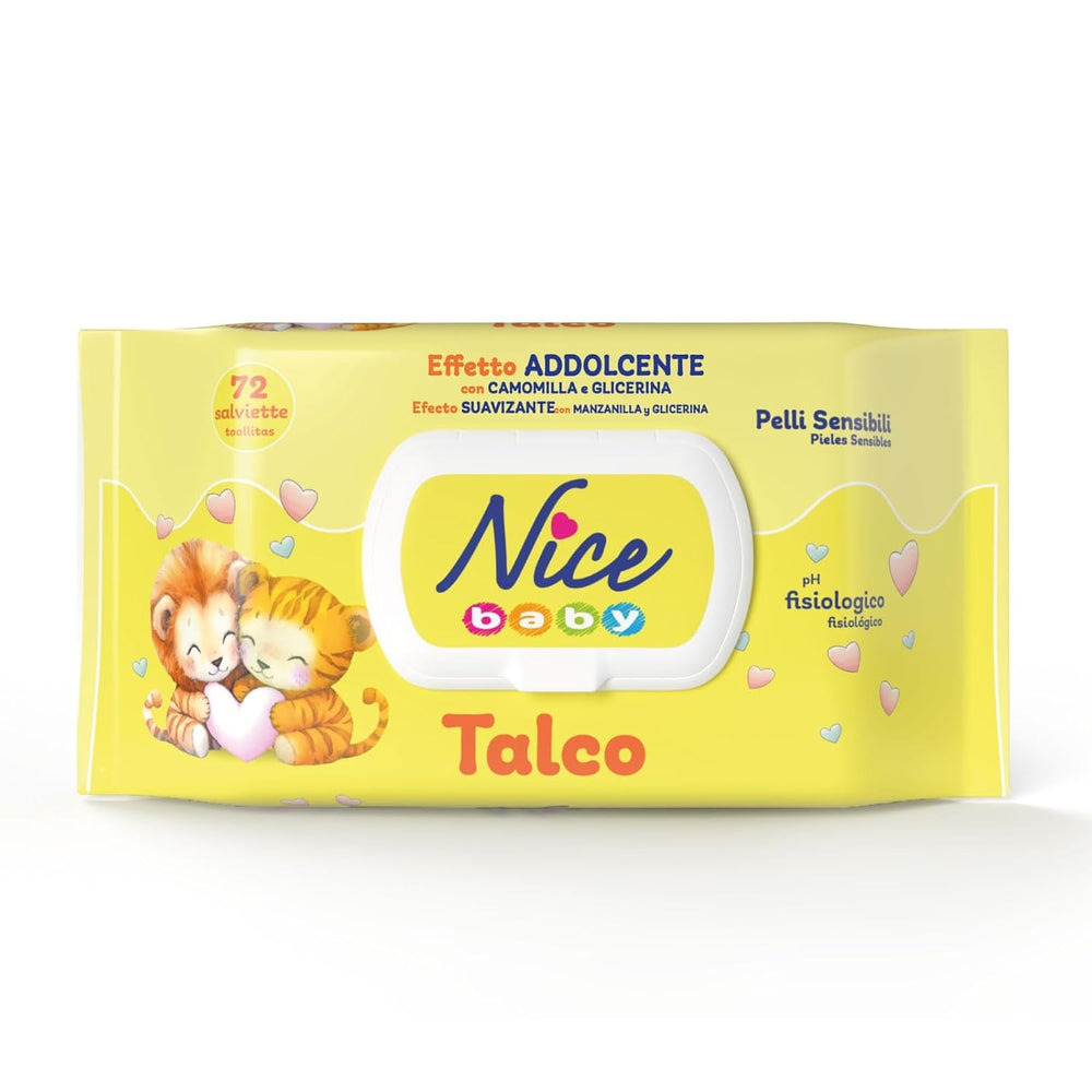 NICE Baby Lingettes Humides 72pcs Avec Couvercle Parfum Talc Matériaux Naturels Nettoyage Doux Bébé 1pc
