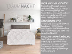Traumnacht Cosy - Parure de lit 4 saisons, 1 X parure divisible 135 X 200 et 1 X oreiller 80 X 80 Cm, certifié Öko Tex, blanc, développé en Allemagne, (pack de 2) Couettes et couettes Naty Shop