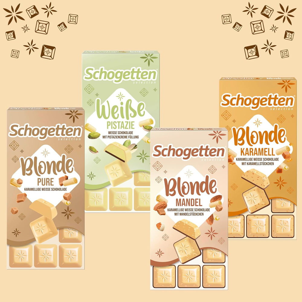 Schogetten Blonde Caramel | Caramel au chocolat blanc et morceaux de caramel | Tablette de chocolat 100g | Idéalement portionné