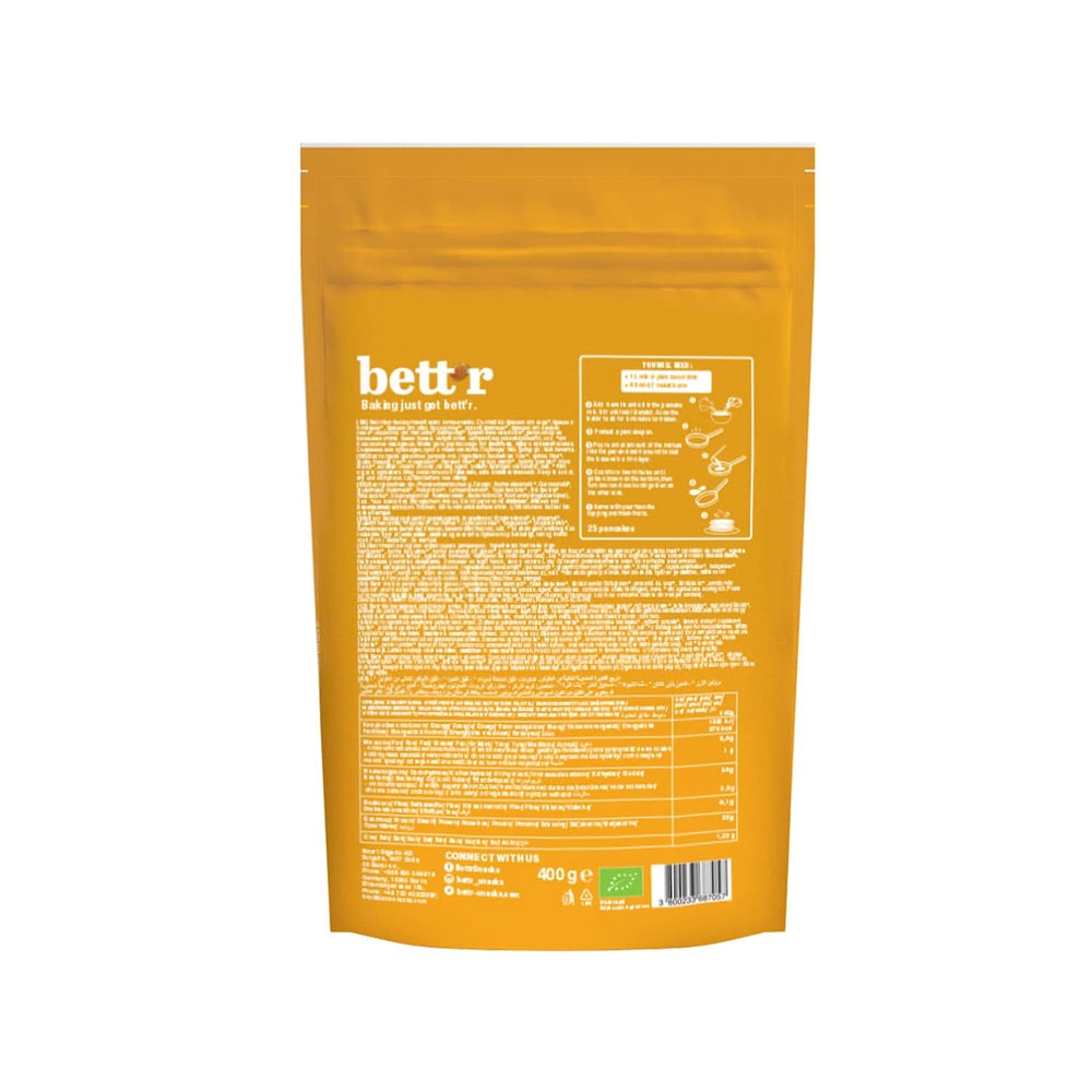 Bett'R Pancake Mix, mélange à pâtisserie biologique, végétalien et sans gluten, 6 x 400 grammes Kitchen Naty Shop